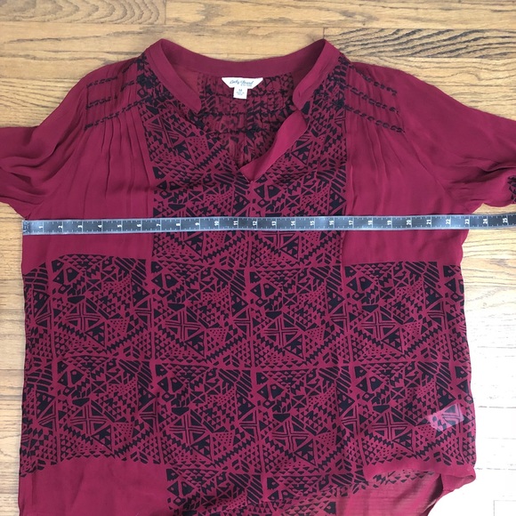 Lucky Brand Red Long Sleeve Sheer Blouse Size M - Picture 6 of 7